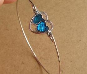 Heart Bangle Bracelet, Simple Everyday Jewelry, Elegant gift, Bridesmaid Gift, Bridal Wedding Jewelry