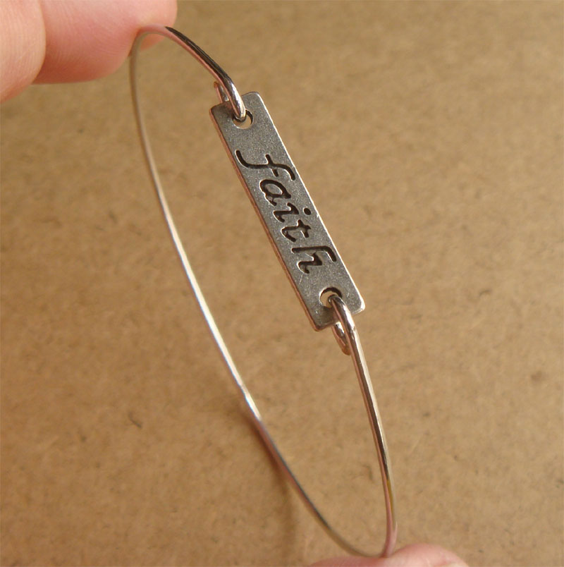 Faith Bangle Bracelet, Simple Everyday Jewelry, Elegant Gift